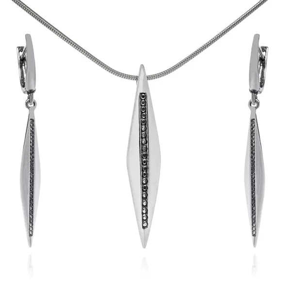 Komplet biżuterii srebrnej oksydowany