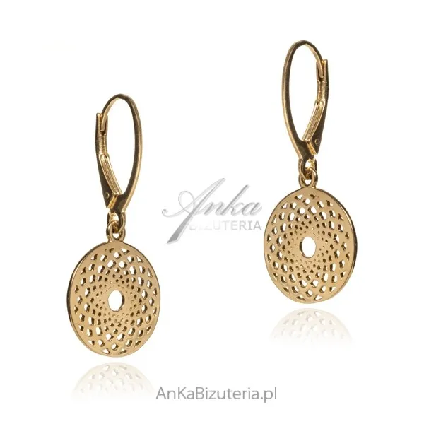 Kolczyki srebrne  pozłacane wiszące rozety