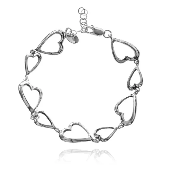 Srebrna bransoletka serca