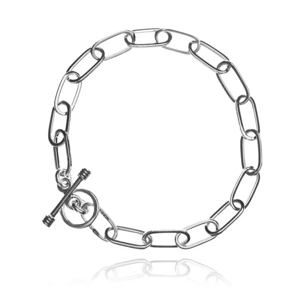 Bransoletka srebrna owalne kółka z tibonem