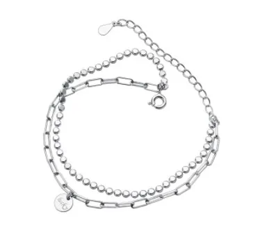 Bransoletka srebrna z  dwoma  łańcuszkami