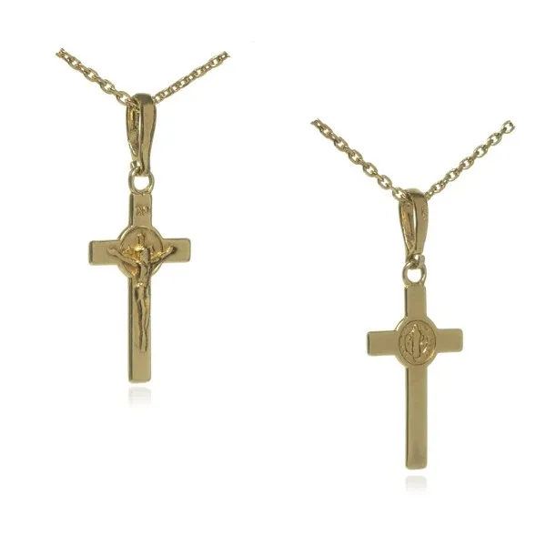 Krzyżyk srebrny pozłacany św benedykt