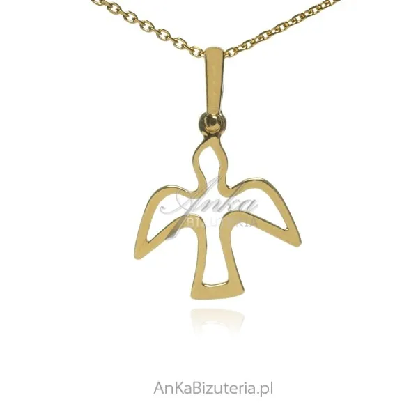 Srebrna zawieszka pozłacana  gołąb  - znak  ducha świętego