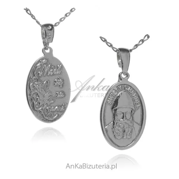 Medalik srebrny św  charbel + gratis modlitwy do św. charbela