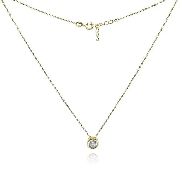 Srebrny naszyjnik pozłacany z białą cyrkonią