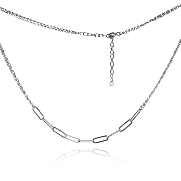 Naszyjnik srebrny - połączenie dwóch łańcuszków  pinczer