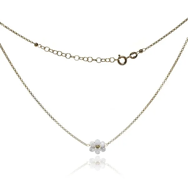 Naszyjnik srebrny pozłacany z białym kwiatkiem