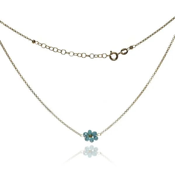 Srebrny naszyjnik pozłacany z niebieskim kwiatkiem