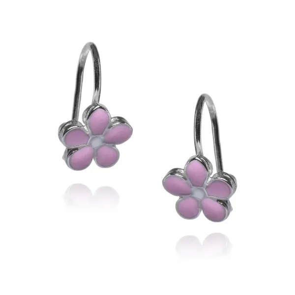 Kolczyki srebrne kwiatki dziecięce różowe