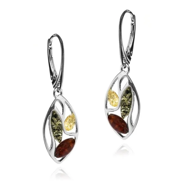 Kolczyki srebrne z bursztynem