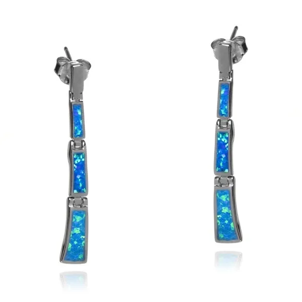 Kolczyki srebrne z niebieskim opalem