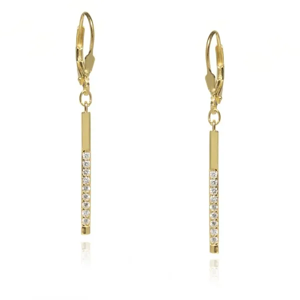 Kolczyki srebrne pozłacane z cyrkoniami - pałeczki