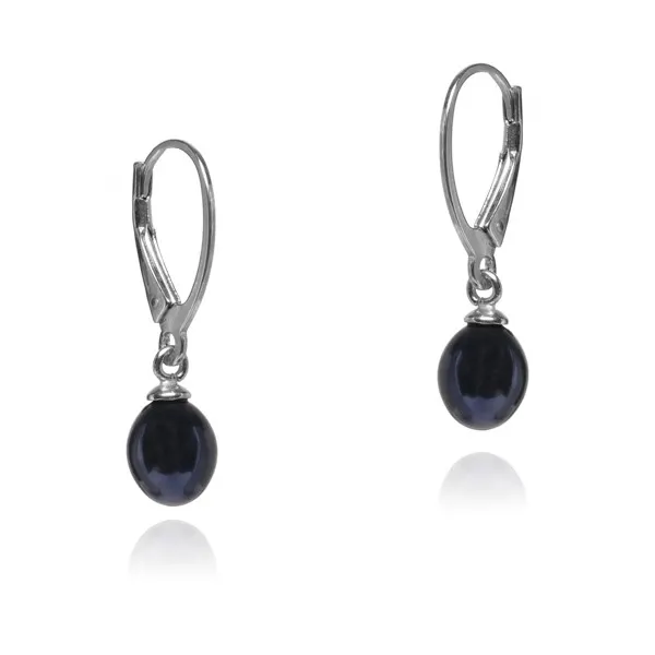 Kolczyki srebrne z czarną perłą