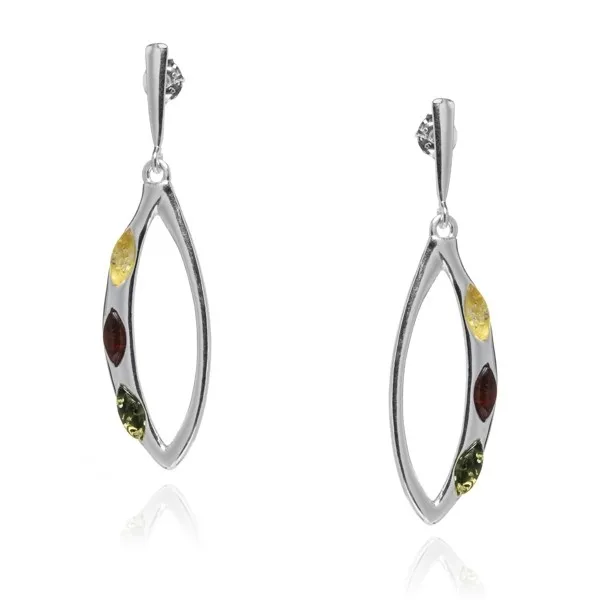 Kolczyki srebrne z bursztynem mix