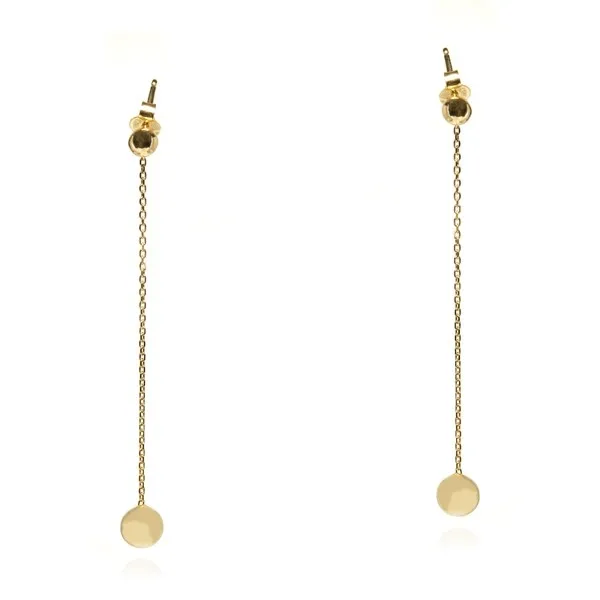 Kolczyki srebrne pozłacane z kulkami na łańcuszku