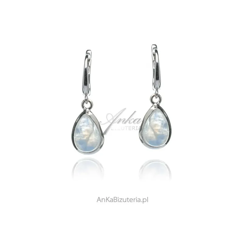 Kolczyki srebrne z kamieniem księżycowym rozmiar s