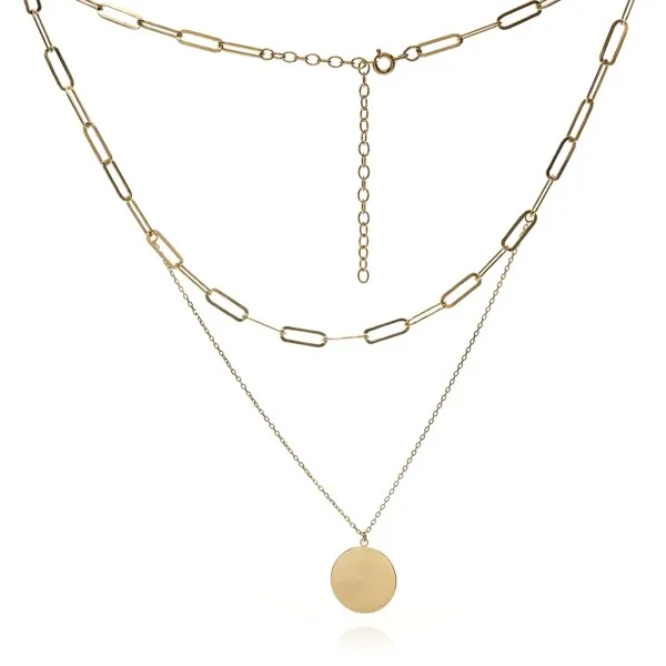 Naszyjnik srebrny pozłacany kaskada  z kółeczkiem