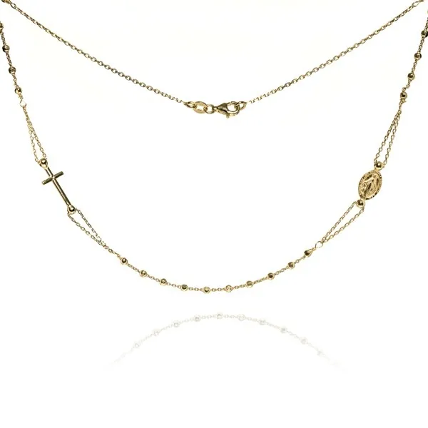 Naszyjnik srebrny pozłacany różaniec