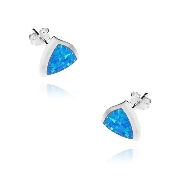 Kolczyki srebrne z niebieskim opalem