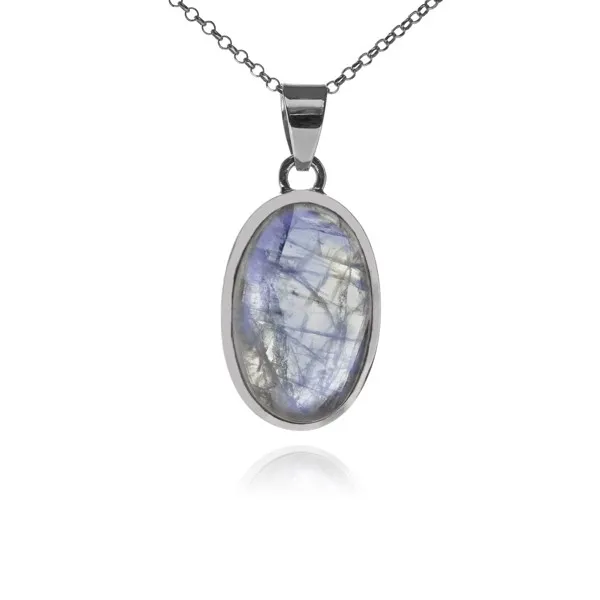 Srebrna zawieszka z cudownym kamieniem ksieżycowym - kamieniem szczęścia