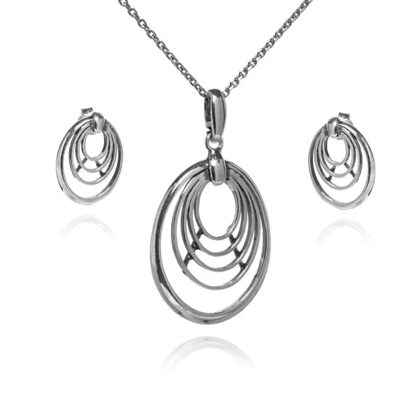 Komplet biżuteria srebrna owalny labirynt