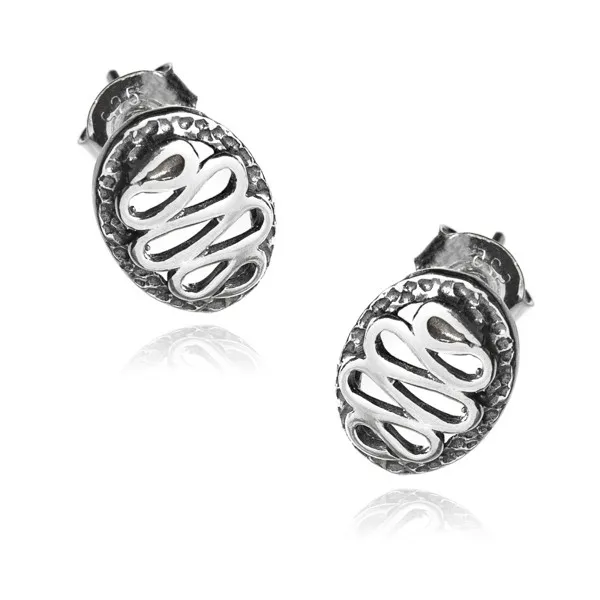 Kolczyki srebrne  owalne sztyfty esy floresy