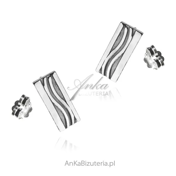 Kolczyki srebrne  oksydowane  - la foce