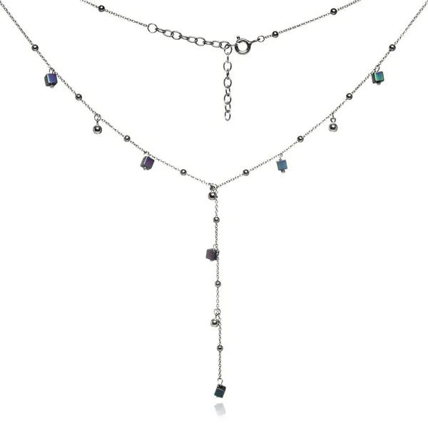 Naszyjnik srebrny krawatka  z pięknie barwionym hematytem