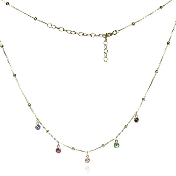 Srebrny naszyjnik pozłacany z kolorowymi cyrkoniamii
