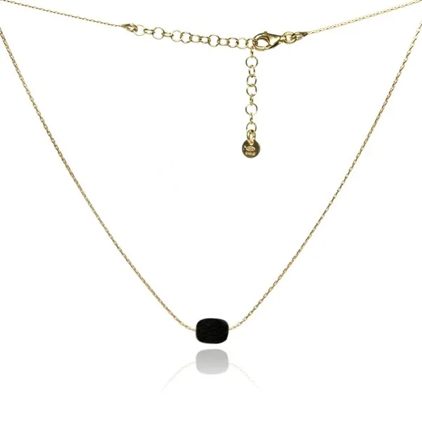 Naszyjnik srebrny pozłacany z czarnym onyksem