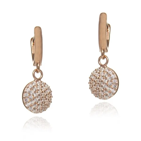 Kolczyki srebrne pozłacane różowym złotem z białymi cyrkoniami