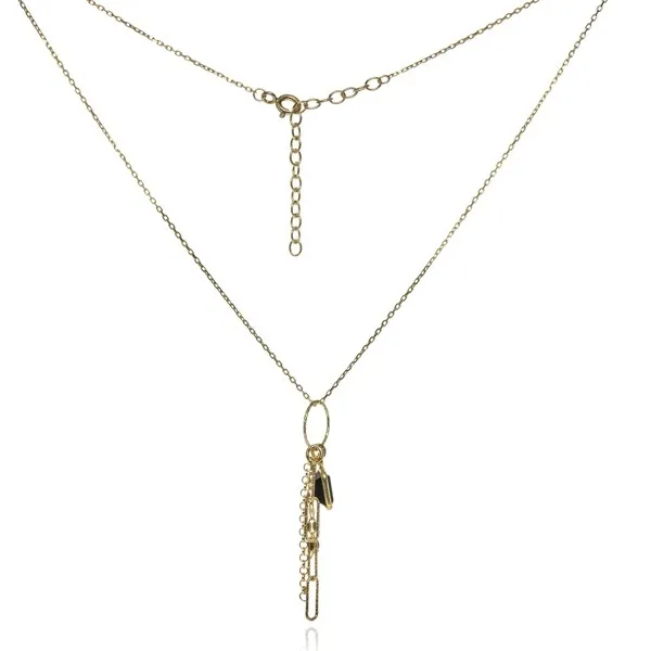 Naszyjnik srebrny pozłacany z czarną cyrkonią