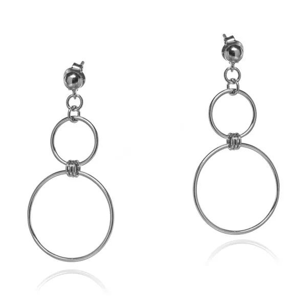 Srebrne kolczyki wiszące kółka