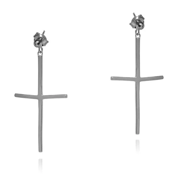 Kolczyki srebrne krzyże długie