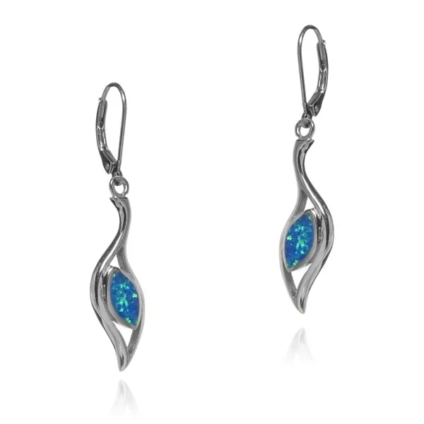 Kolczyki srebrne z niebieskim opalem felicja