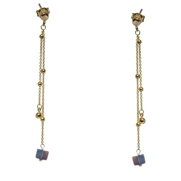 Srebrne kolczyki pozłacane z kolorowym hematytem