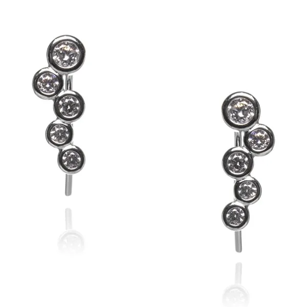 Kolczyki srebrne subtelne nausznice z cyrkoniami