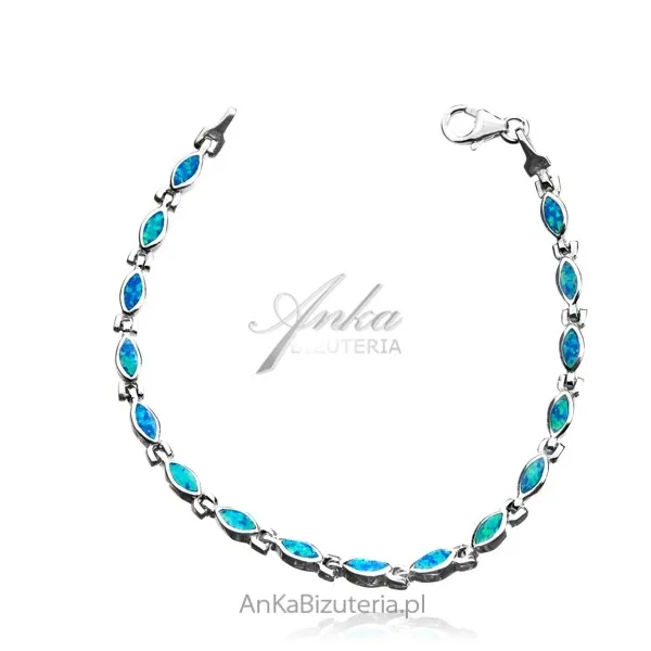 Bransoletka srebrna z niebieskim opalem