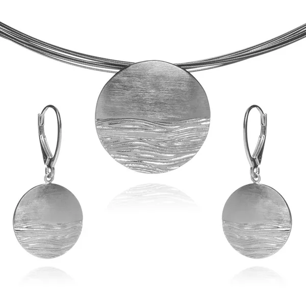 Komplet biżuteria srebrna okrągły