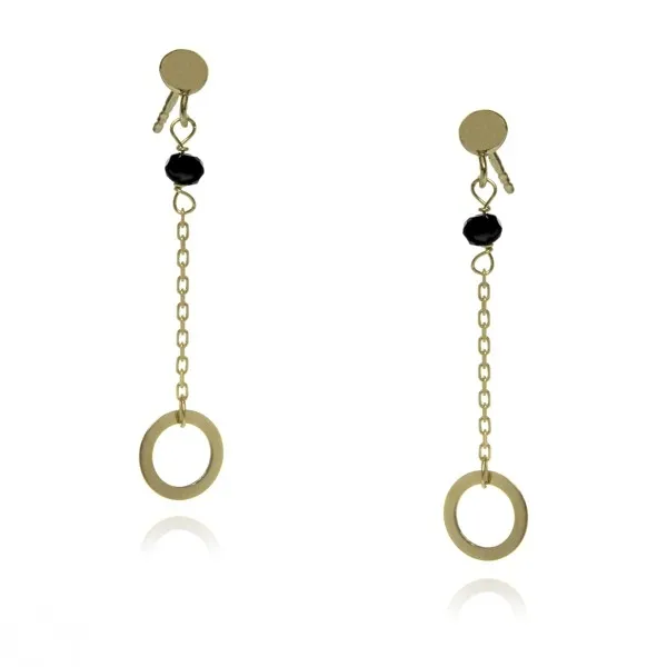 Kolczyki srebrne pozłacane z czarnymi spinelami
