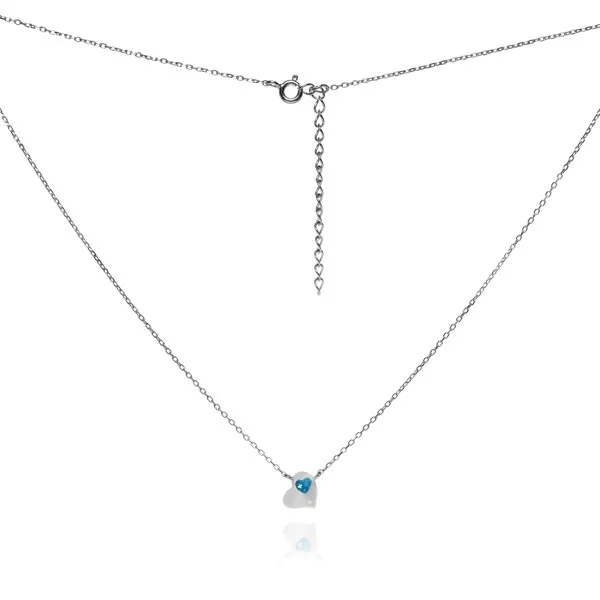 Srebrny naszyjnik serduszko  z niebieskim opalem