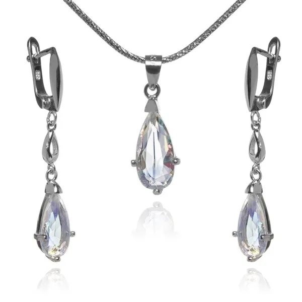 Elegancka biżuteria srebrna z kryształami aurora borealis