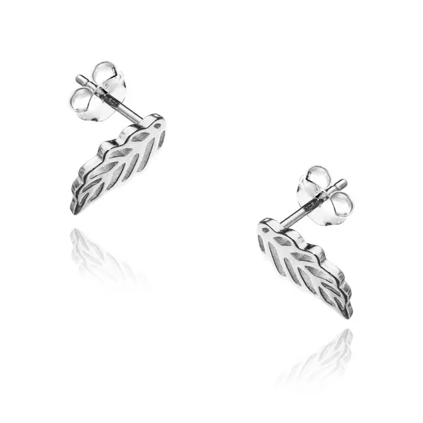 Kolczyki srebrne rodowane listki ażurowe sztyft