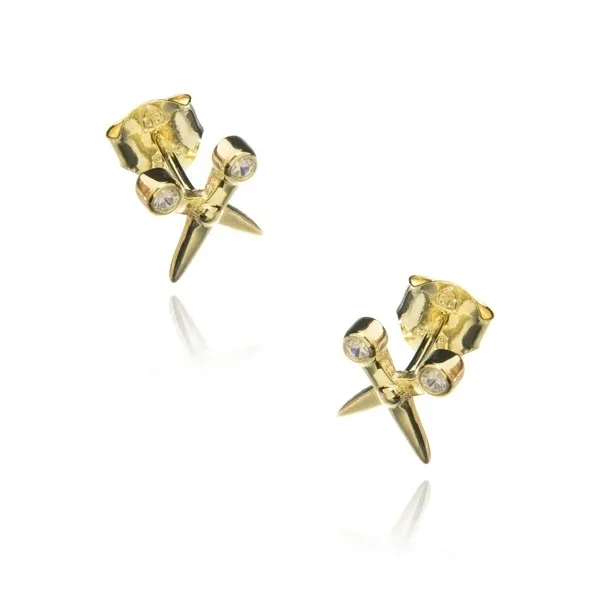 Kolczyki srebrne  pozłacane nożyczki małe sztyfty