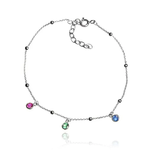 Bransoletka srebrna z kolorową cyrkonią