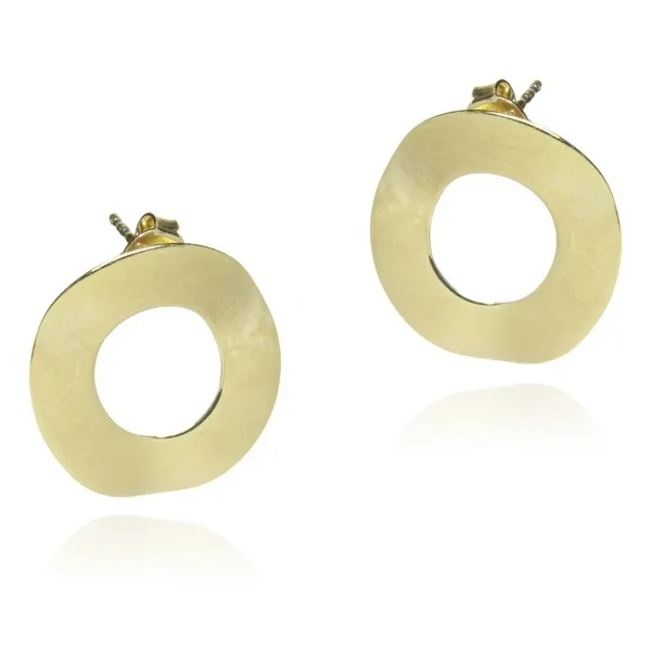 Kolczyki srebrne pozłacane koła falowane