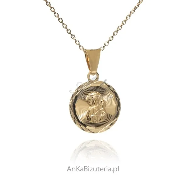 Medalik srebrny pozłacany matka boska częstochowska