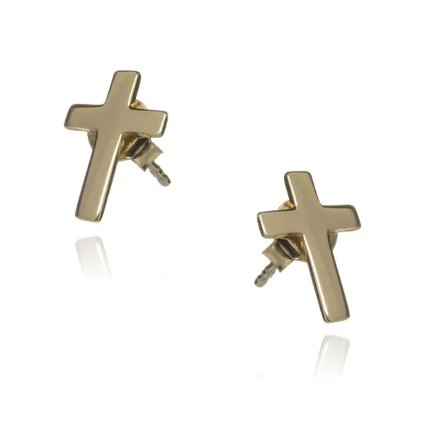 Kolczyki krzyżyki srebrne pozłacane