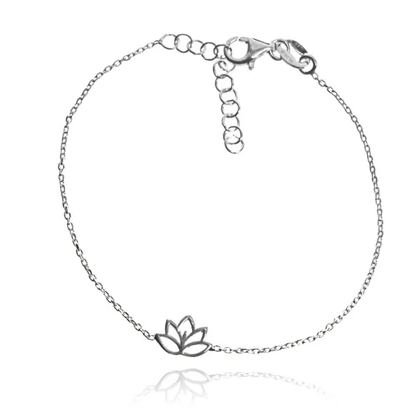 Subtelna bransoletka srebrna liść lotosu