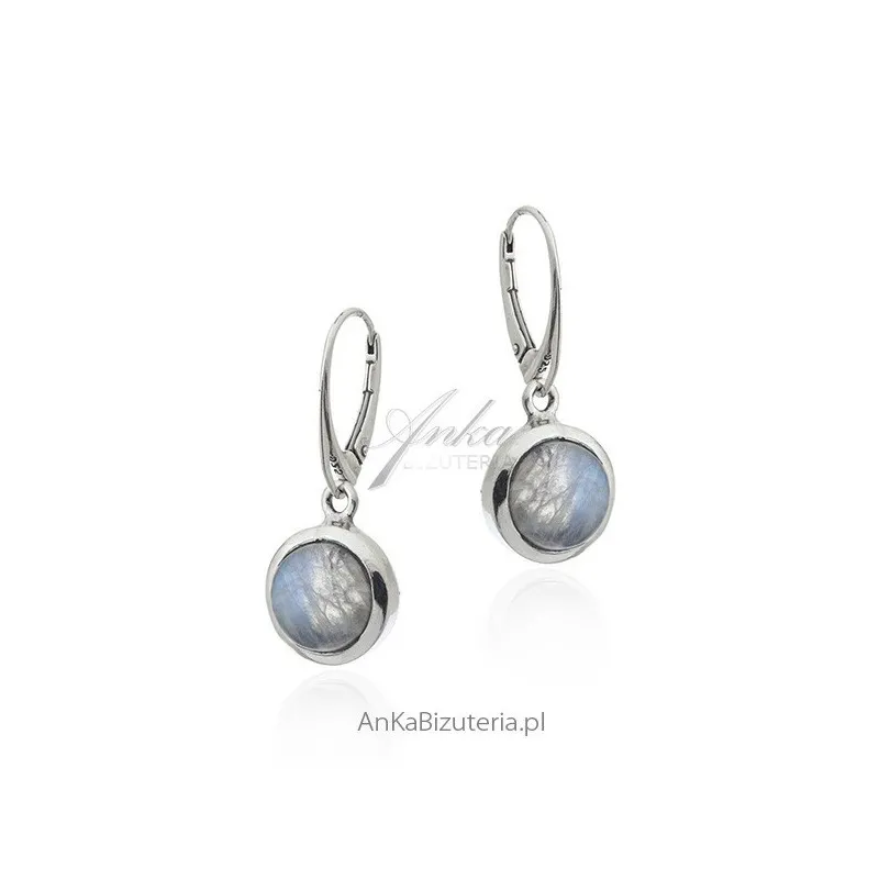 Srebrne kolczyki z kamieniem księżycowym  - małe